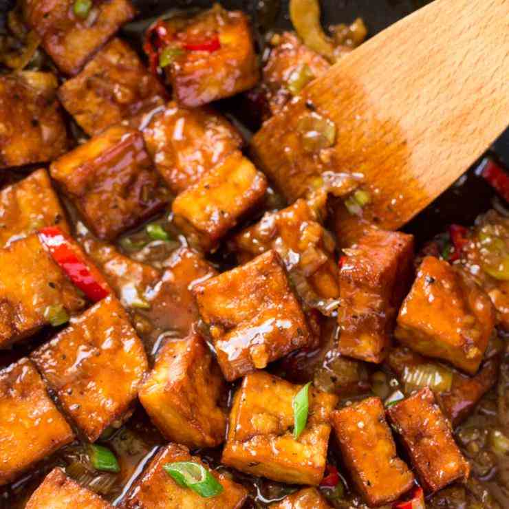 Vegan black pepper tofu