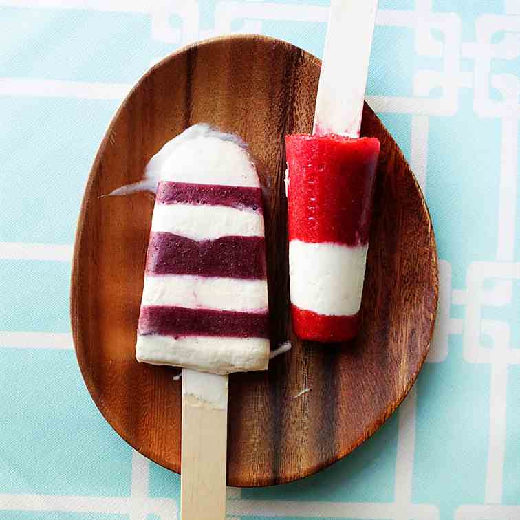 Berry & Cream Striped Popsicles