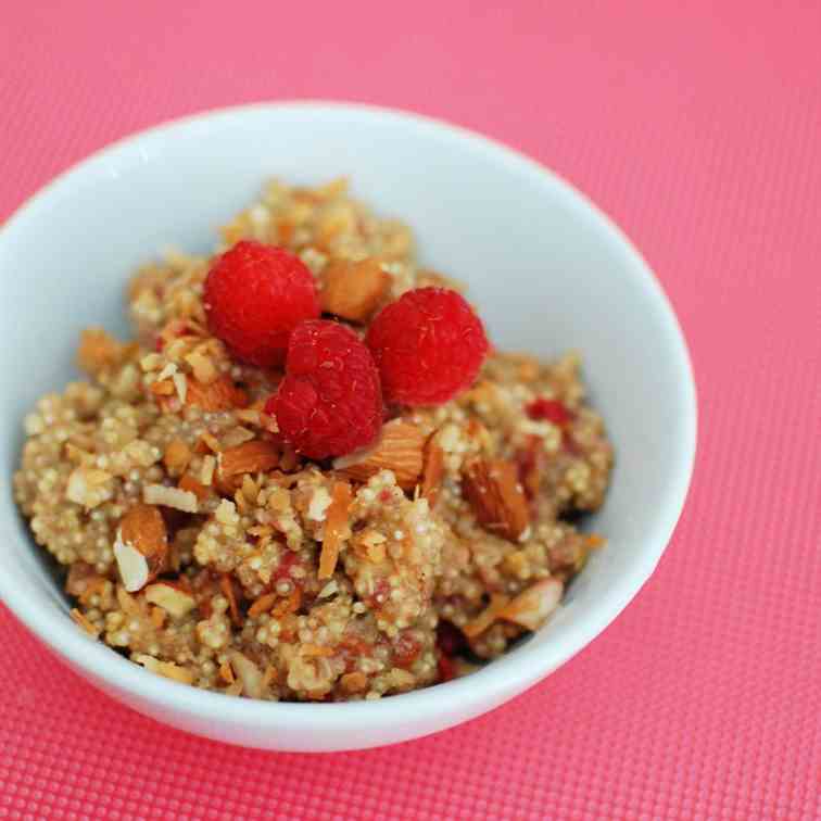 Raspberry Almond Coconut Breakfast Quinoa