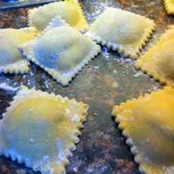 Roasted eggplant ravioli