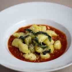 Gnocchi in Sage Butter on Tomato Sauce
