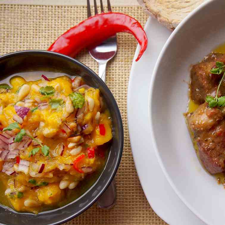 Pork Neck Curry with Mango Salsa