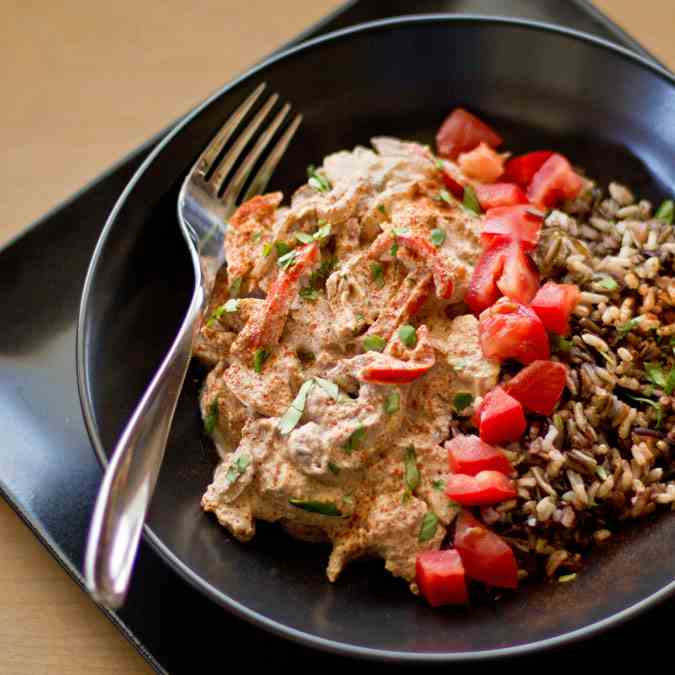 Chicken with Chile de Arbol Pecan Sauce