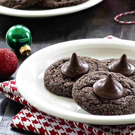 Chocolate Mint Kiss Cookies