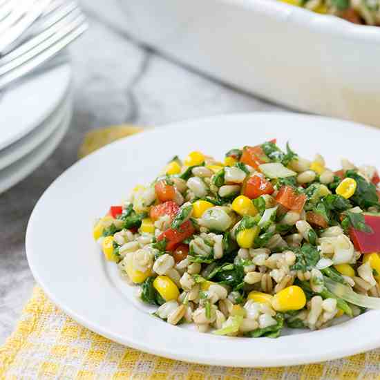 Oat Berry Spinach Salad 