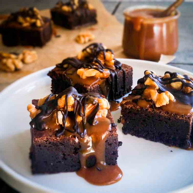 Decadent Turtle Fudge Brownies