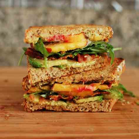 Peach, Bacon, Avocado Sandwich