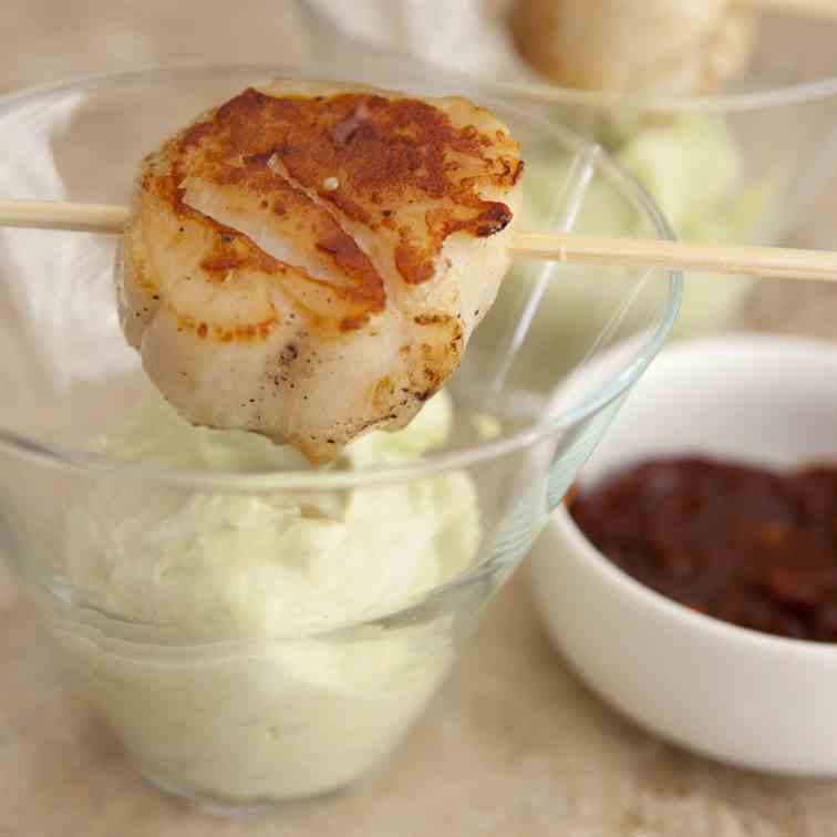 Seared Scallops with Avocado Mousse