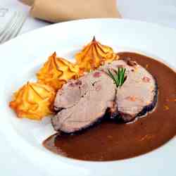 Wild boar and chocolate sauce 
