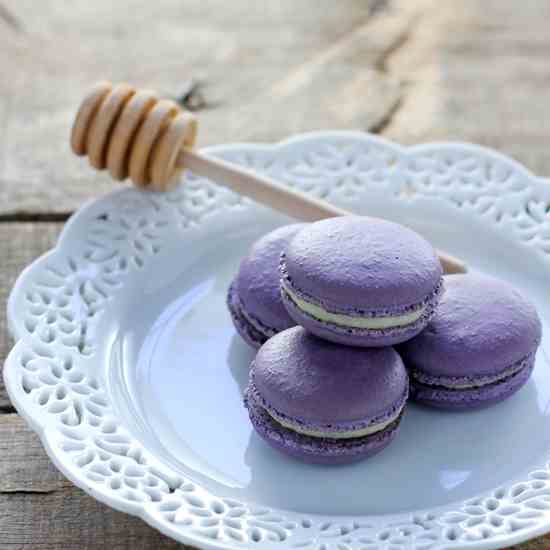 Rose and Lavender Macarons