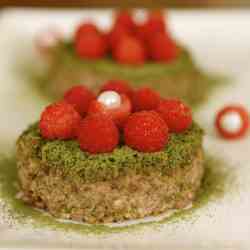 Raw Tart with Matcha and Raspberries