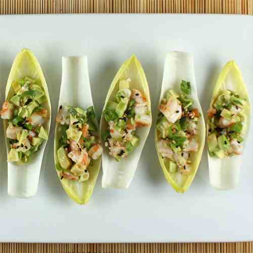 Shrimp and Avocado Salad on Endive Leaves