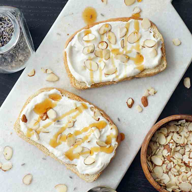 Lavender almond ricotta toast