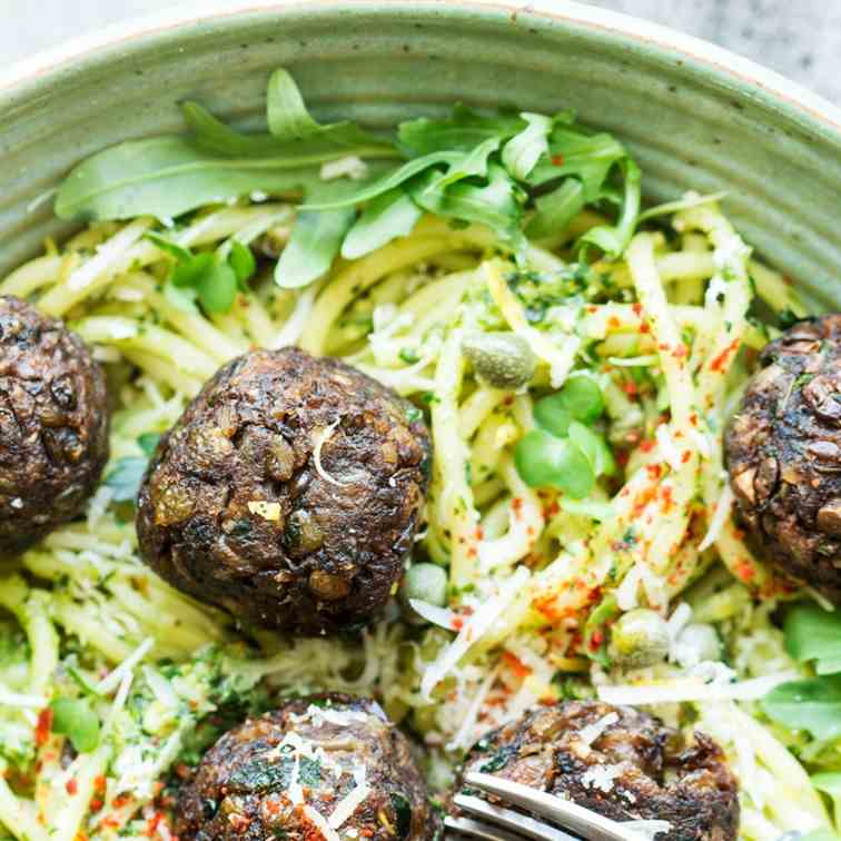 Vegan meatballs with lentils and mushrooms