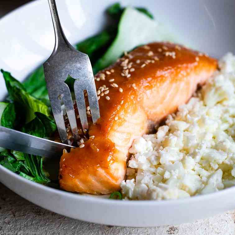 Honey Sriracha Miso Glazed Salmon