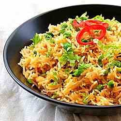 Fried Rice w Celery stalks - leaves