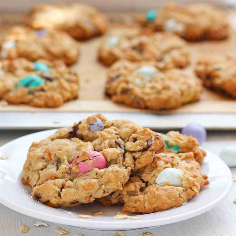 Peanut Butter Oatmeal Candy Cookies