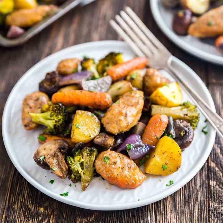 One Pan Baked Italian Sausage and Veggies