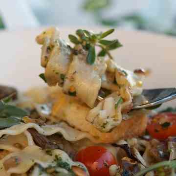 Pasta with eggplant and cherry tomatoes