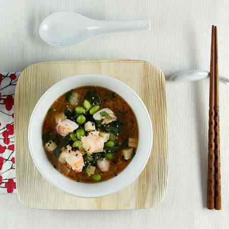 Miso Soup with Shrimp and Tofu