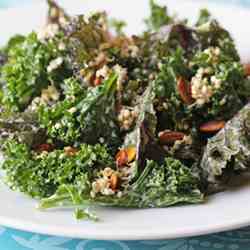 Raw kale salad with sprouted quinoa