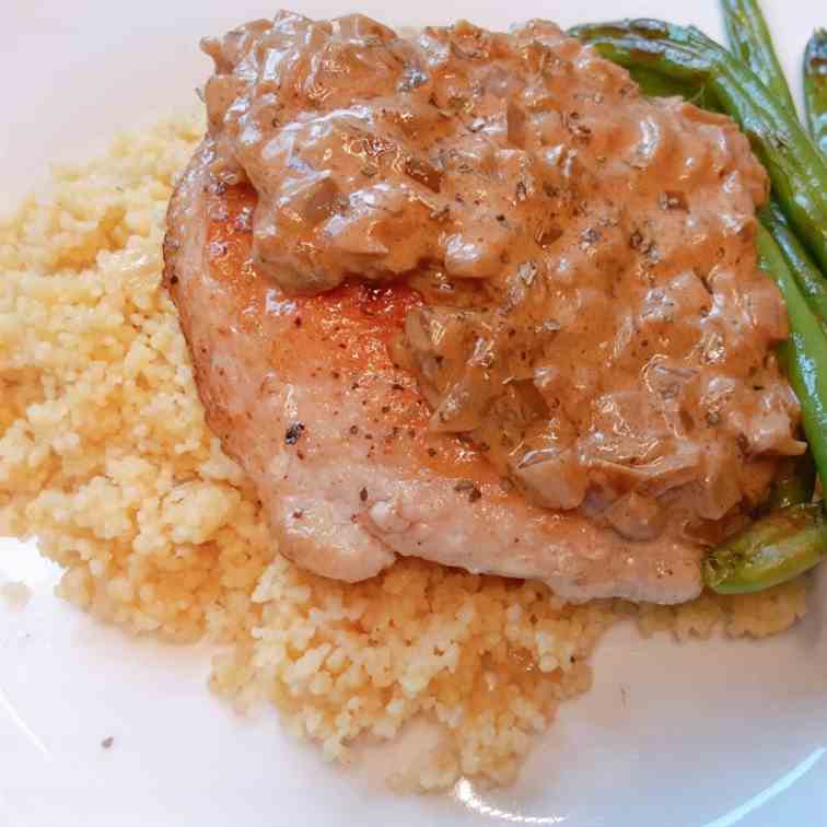 Creamy Onion Smothered Pork Chops