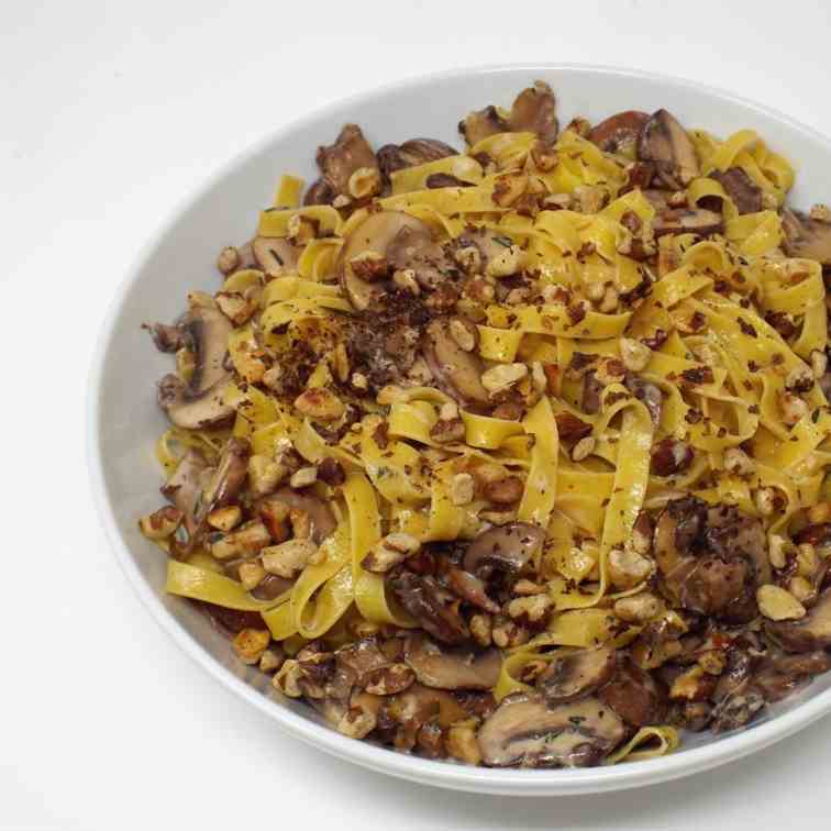 Mushroom and Toasted Walnut Tagliatelle