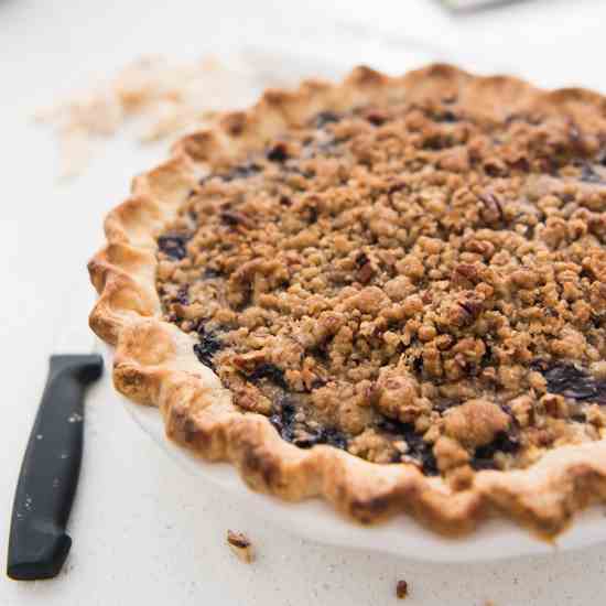 Blueberry Sour Cream Custard Pie