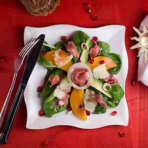 Persimmon, Avocado and Serrano Ham Salad