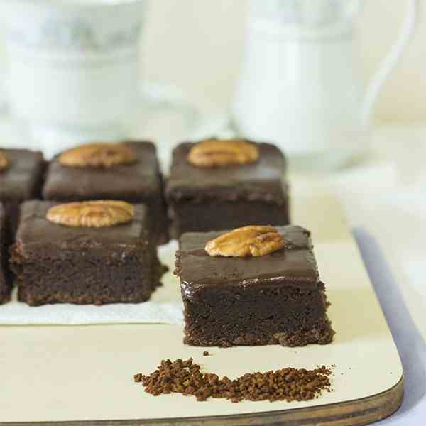 Mocha Fudge Cake Bars with Mocha Glaze