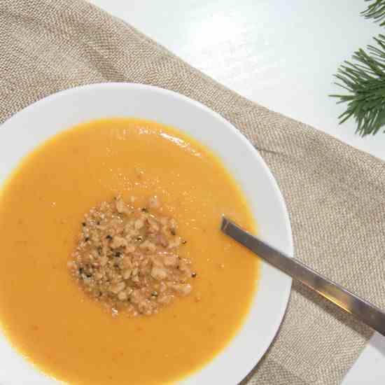 Vegetable Soup with Homemade Dukkah.