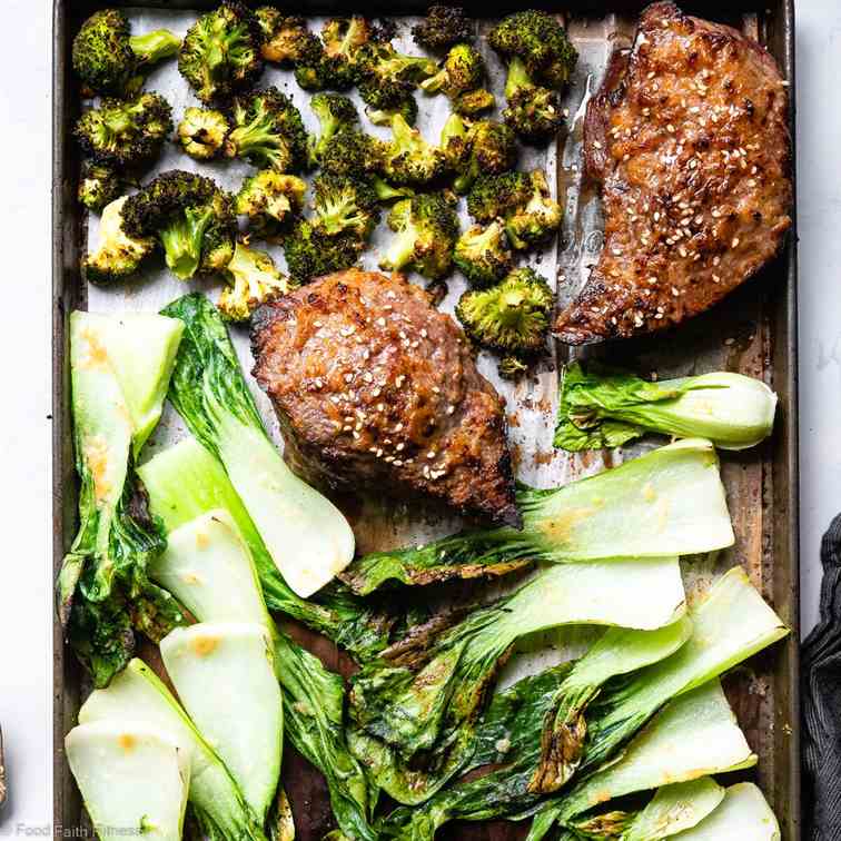 Asian Miso Steak Sheet Pan Dinner