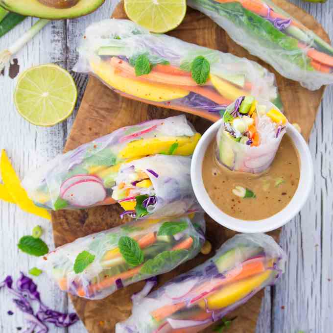 Rice Paper Rolls with Mango and Mint