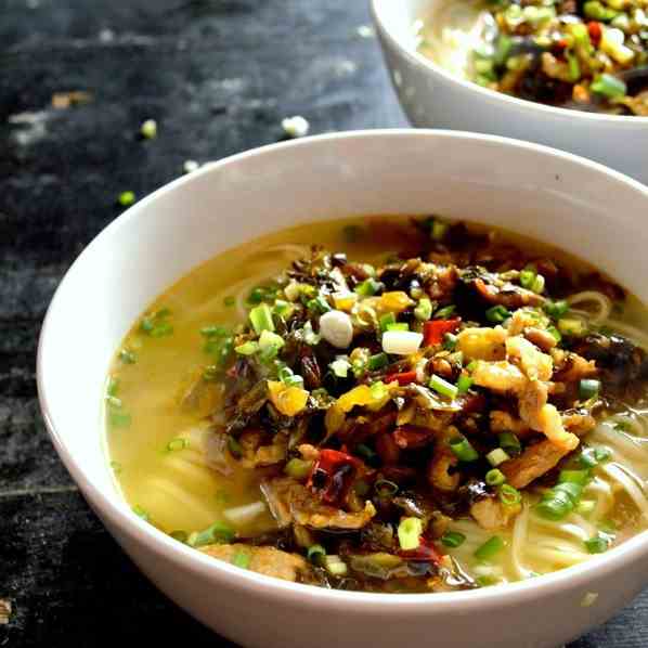 Noodle Soup with Pork and Pickled Greens