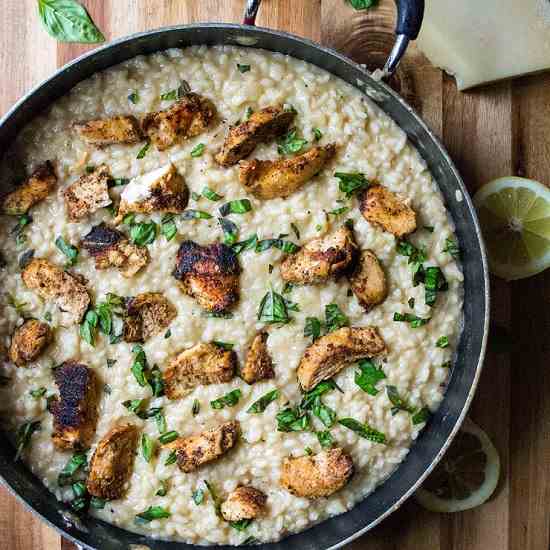 Lemon Basil Chicken Risotto