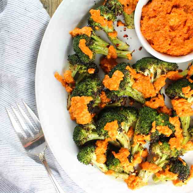 Grilled Broccoli Garlic Red Pepper