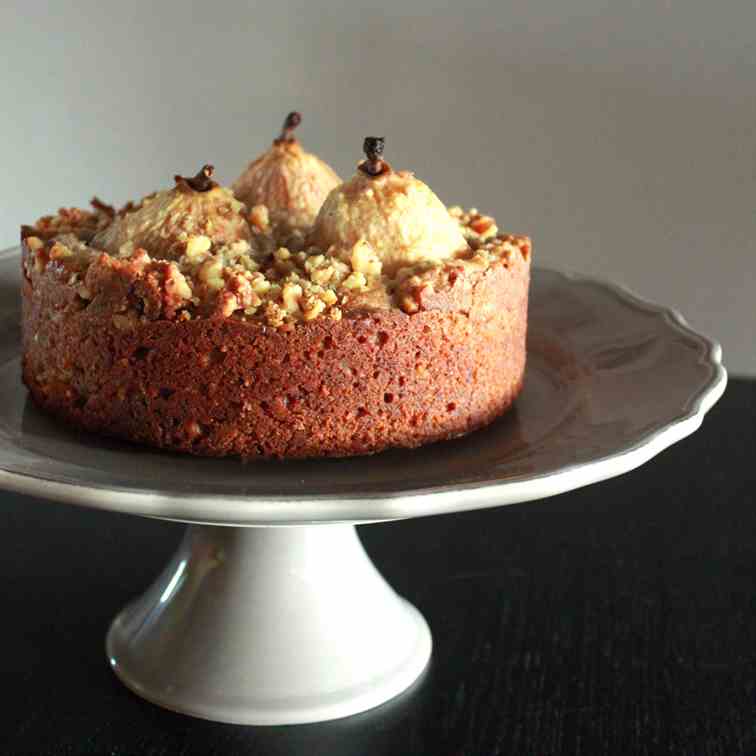 Pear walnut coffee cake