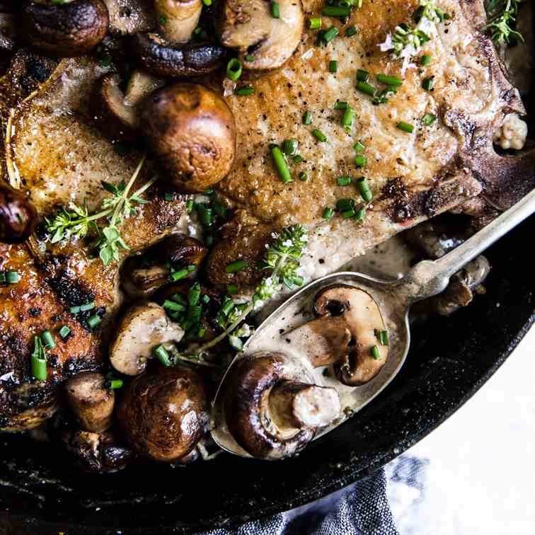 Pork Chops with Mushroom Cream Sauce