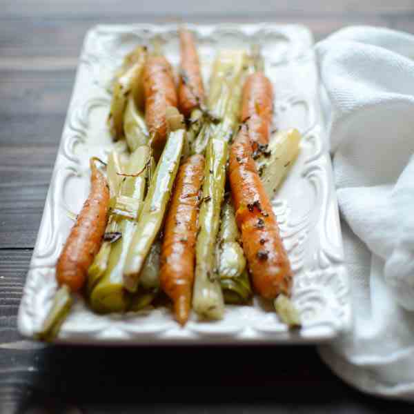 braised leeks and carrots with toasted cru