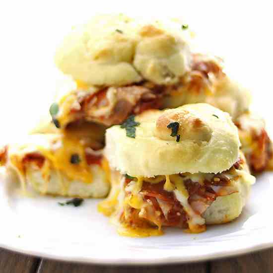 Garlic - Ham Pizza Sliders