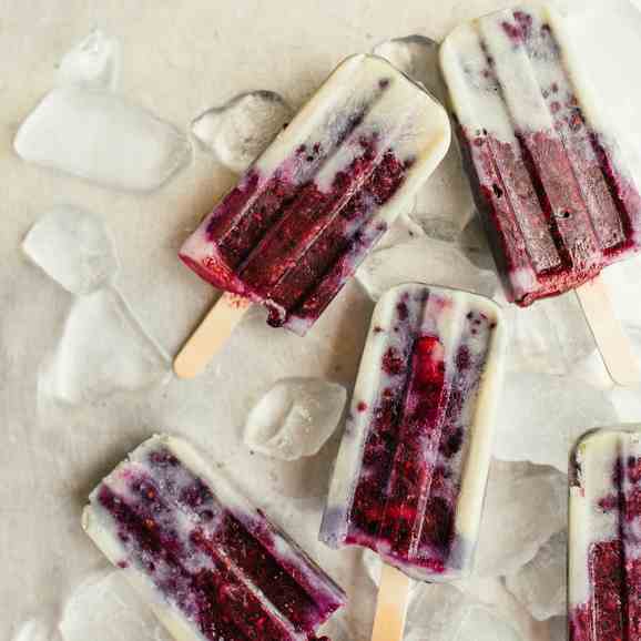 Homemade Blackberry - Cream Popsicles