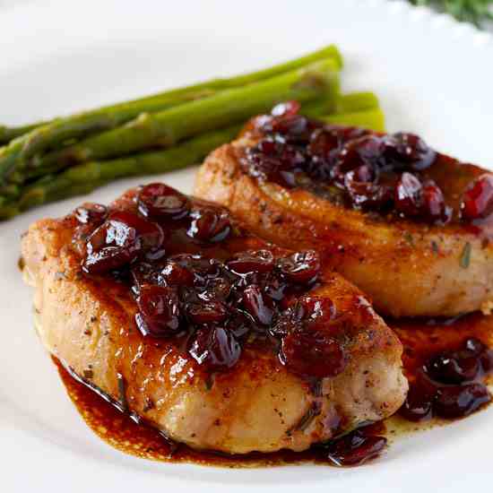 Pork Chops with Port Wine and Cranberries