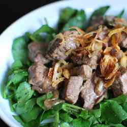 Vietnamese Shaking Beef over Watercress