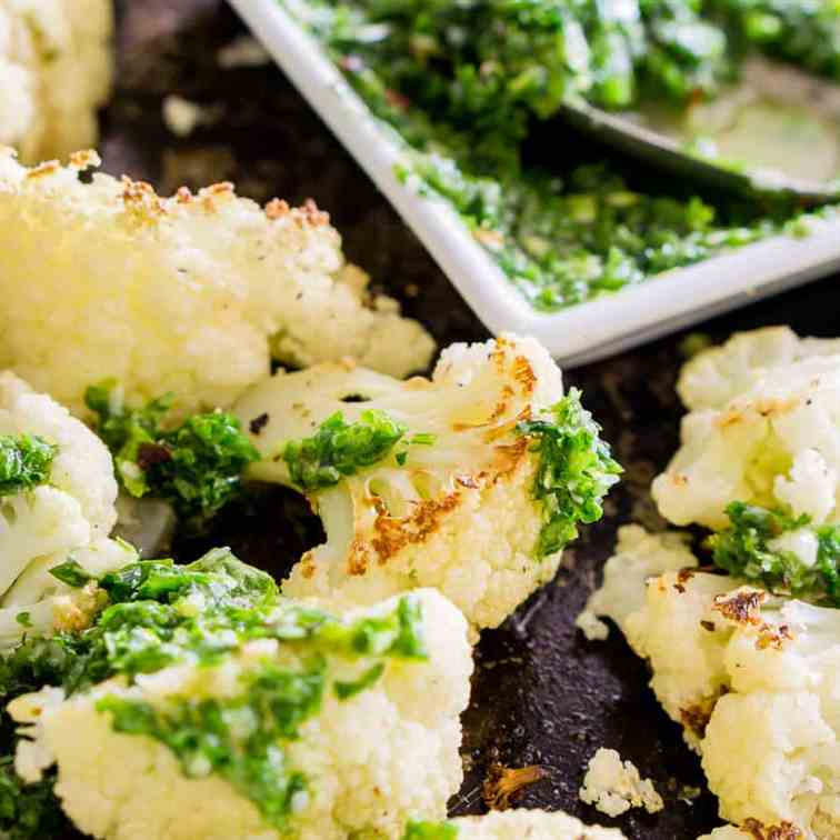 Roasted Cauliflower with Parsley Pesto