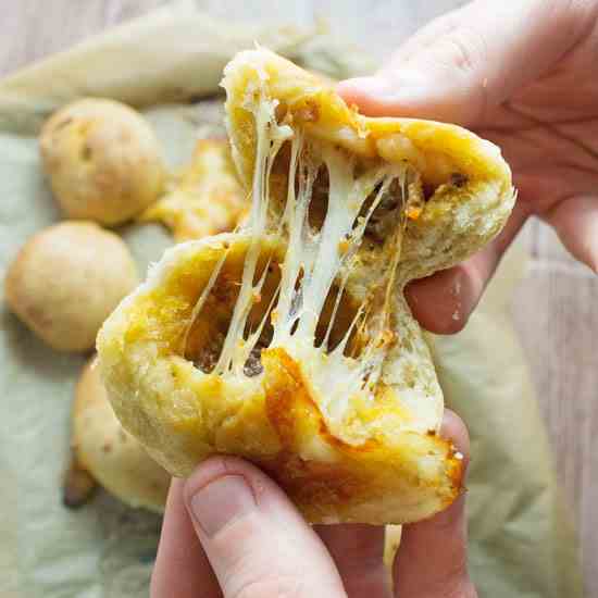 Pesto Mozzarella Stuffed Dough Balls