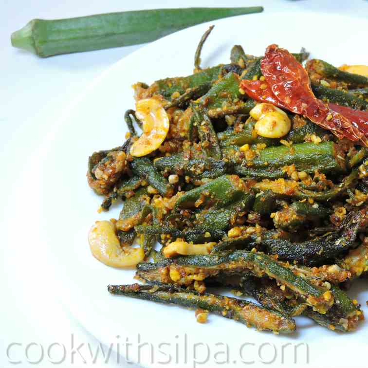 Stuffed bhindi with peanuts
