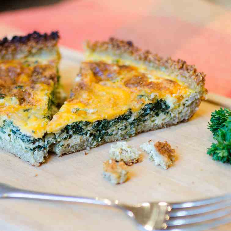 Spinach and Cheddar Quiche & Quinoa Crust