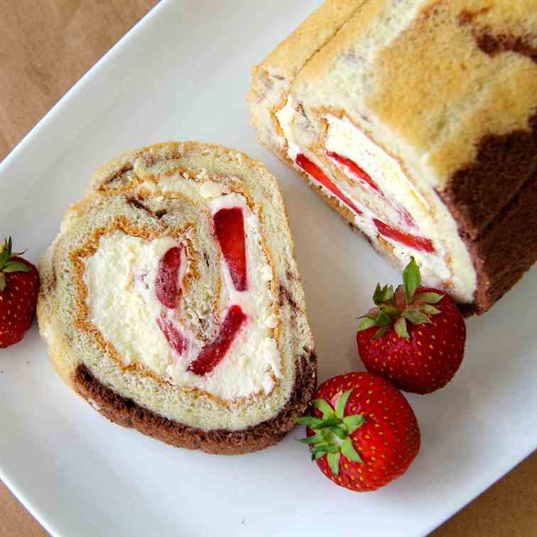 Vanilla & Strawberry Swiss Roll